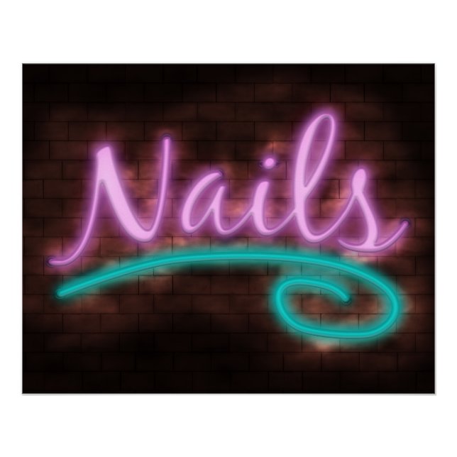Neon Nails Sign Poster (Vorderseite)