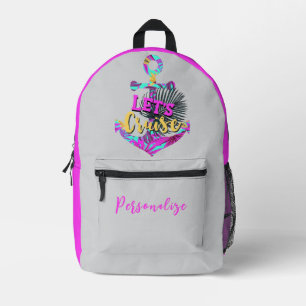 Neon Nautical Anchor mit "Lass's Cruise" Anpassen Bedruckter Rucksack