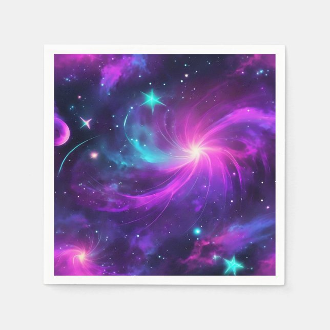Neon Nebula Galaxie mit Sternen Serviette (Vorderseite)