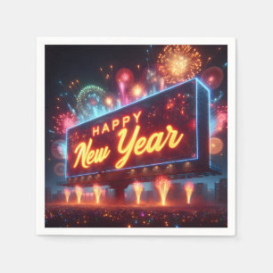 Neon New Year Reklametafeln Serviette
