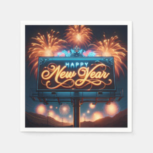 Neon New Year Reklametafeln Serviette