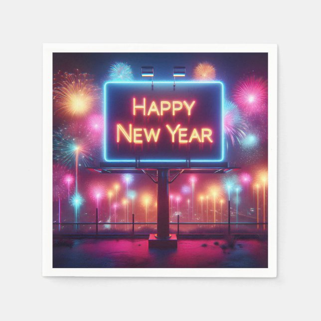 Neon New Year Reklametafeln Serviette (Vorderseite)