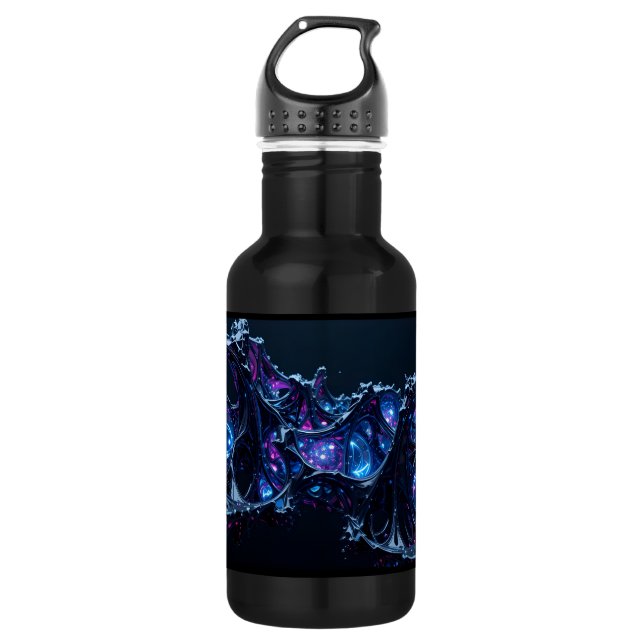 Neon Nexus: Interwoven Techno-Bio Struktur Edelstahlflasche (Vorderseite)