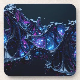 Neon Nexus: Interwoven Techno-Bio Struktur Getränkeuntersetzer