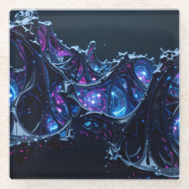 Neon Nexus: Interwoven Techno-Bio Struktur Glasuntersetzer