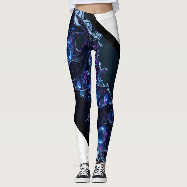 Neon Nexus: Interwoven Techno-Bio Struktur Leggings (Vorderseite)