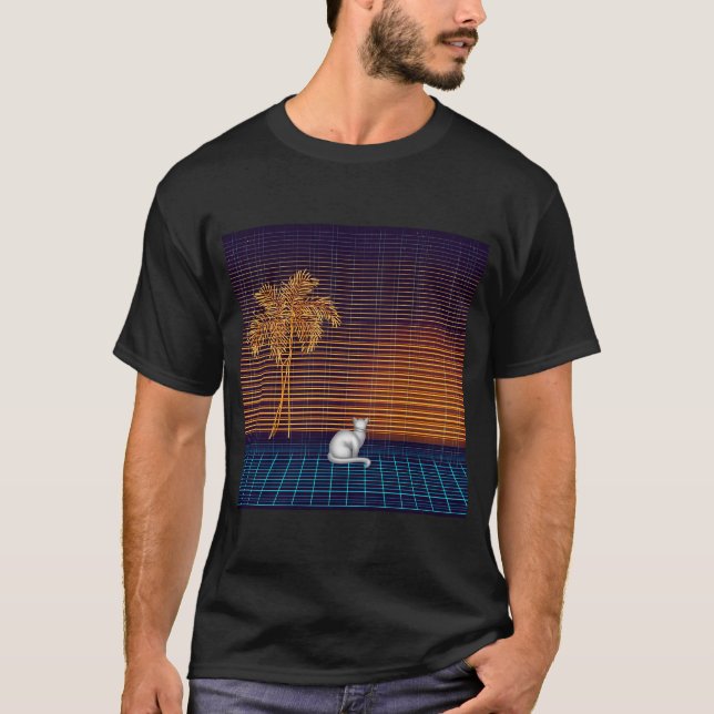 Neon Night Watch Cat T-Shirt (Vorderseite)