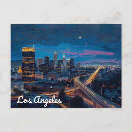 Neon Nights in Los Angeles Skyline Postkarte