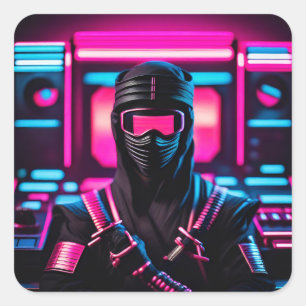 Neon Ninja Quadratischer Aufkleber