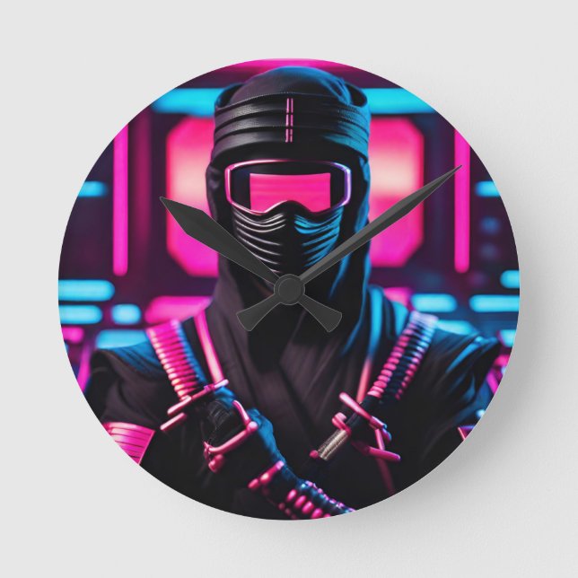 Neon Ninja Runde Wanduhr (Vorderseite)