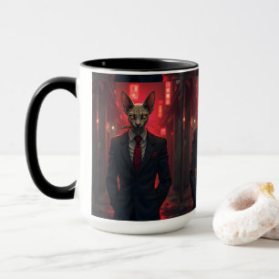 Neon Noir Sphynx-Katze im Mafia-Stil Tasse