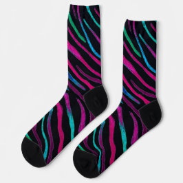 Neon Noir Zebra Pattern Socken