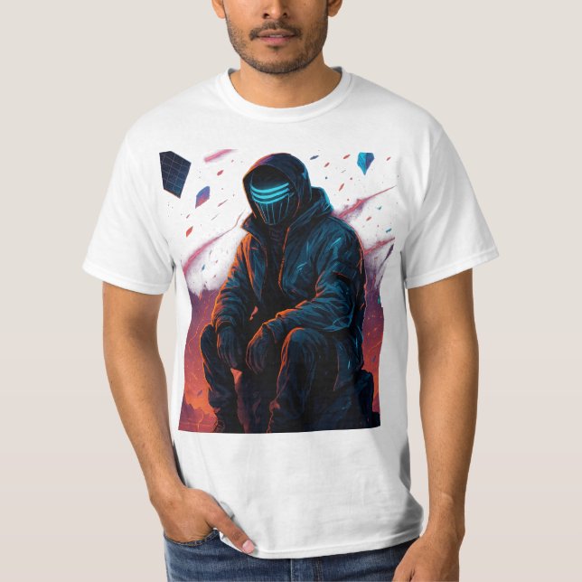 Neon Nomad - Cyber-Wüste Wanderer T-Shirt (Vorderseite)