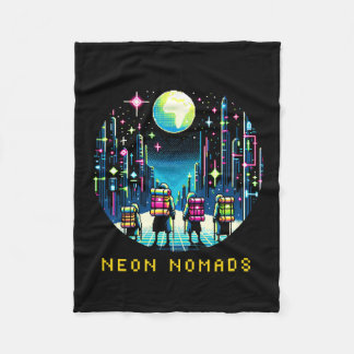 Neon Nomads 8 bit - Cyberpunk City Adventure Fleecedecke