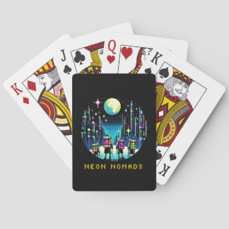 Neon Nomads - Cyberpunk Pixel Art Travel Design Spielkarten