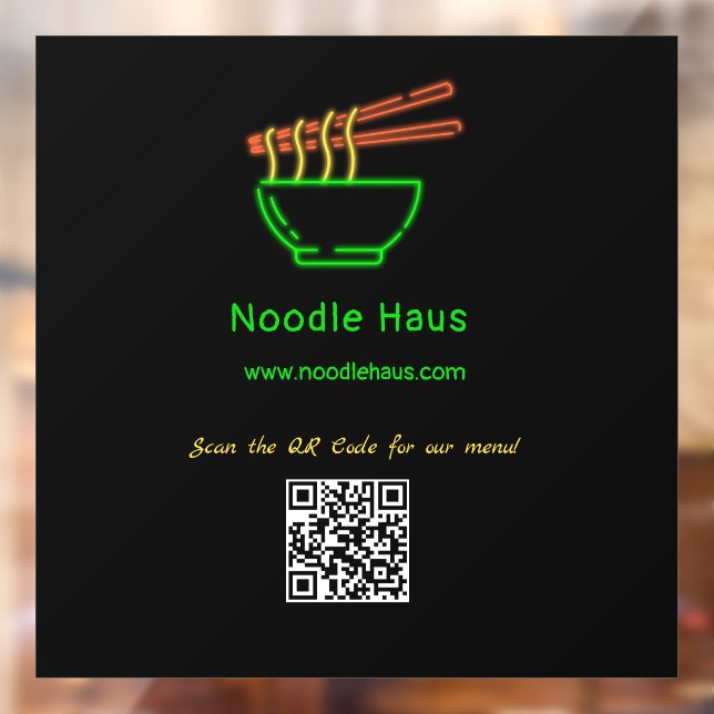 Neon Noodle Bowl Custom Restaurant Fensteraufkleber (Blatt 2)