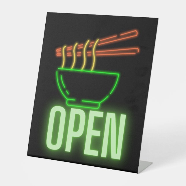 Neon Noodle Bowl Open Pedestal Schild (Vorderseite)