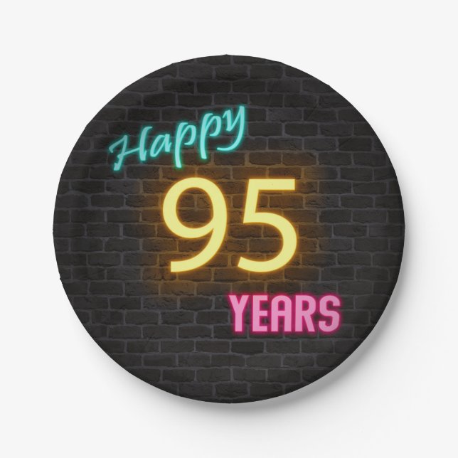Neon Nummer 95, Schild an der Backsteinwand Pappteller (Vorderseite)
