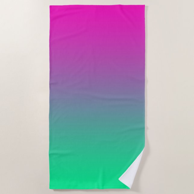 Neon Ombre Gradient Green Lila Pink Strandtuch (Vorderseite)