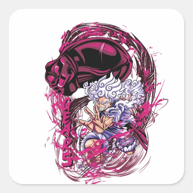 Neon One Piece Quadratischer Aufkleber (Vorderseite)