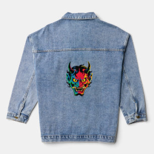 Neon Oni Rage - farbenfrohe japanische Demomaske V Jeansjacke