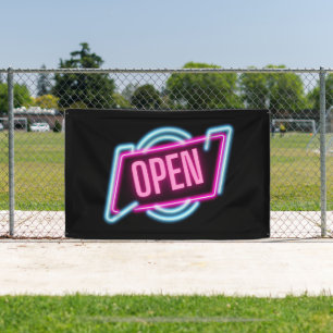 Neon Open Sign Outdoor Banner im Retro-Stil