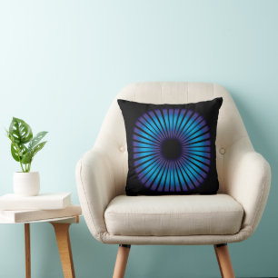 Neon Optische Illusion auf schwarz Kissen