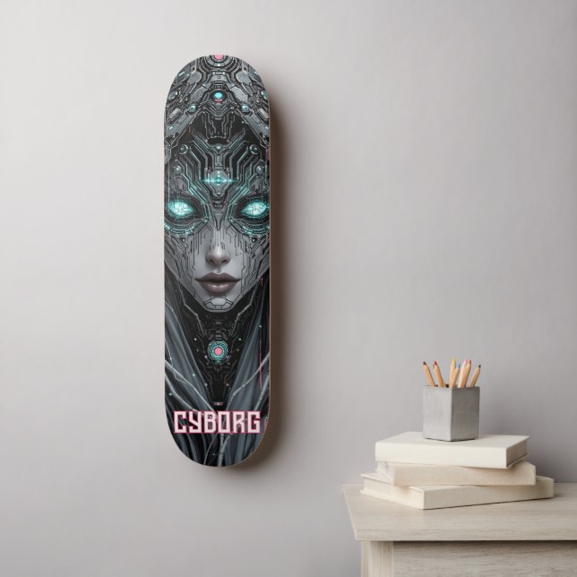 Neon Oracle Cyborg Skateboard (Wandkunst)