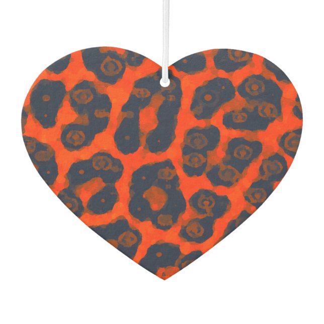 Neon Orange Black Cheetah Autolufterfrischer (Vorderseite)