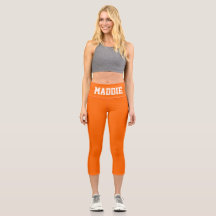 Neon Orange Funky Nom personnalisé Leggings