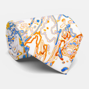 Neon Orange Gelb Blau Kurvenlinienmuster -COOL Krawatte