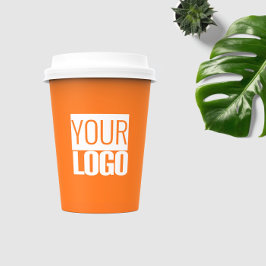 Neon orange - Hinzufügen fett formatierter Logopap Pappbecher