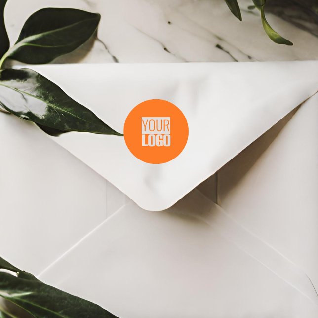 Neon orange - Logo hinzufügen Runder Aufkleber (Von Creator hochgeladen)