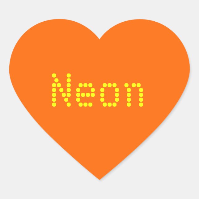 Neon Orange Solid Color Herz-Aufkleber (Vorderseite)