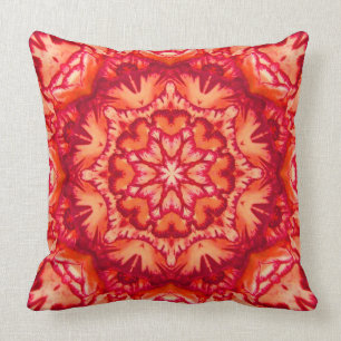 Neon Orange und Burgund Viktorianisch Floral Kissen