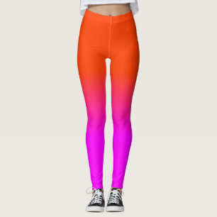 Neon Orange und Hot Pink Ombre Farbton Fade Sc Leggings