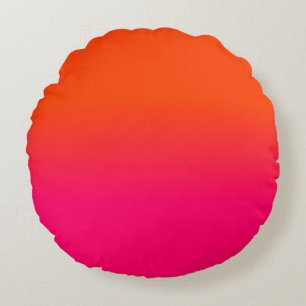Neon Orange und Neon Pink Ombre Farbtöne Rundes Kissen
