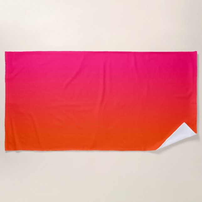 Neon Orange und Neon Pink Ombre Farbtöne Strandtuch (Vorderseite)