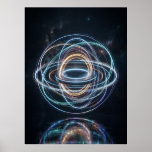 Neon-Orbitalringe Abstrakter Raum Poster