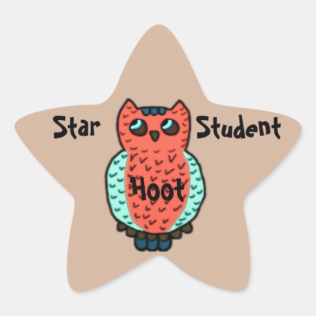 Neon Owl Star Student Stern-Aufkleber (Vorderseite)