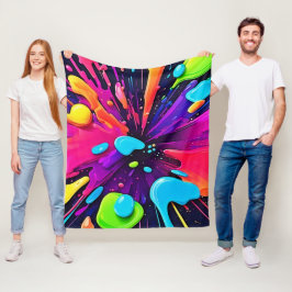 Neon Paint Burst Art Fleecedecke
