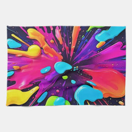 Neon Paint Burst Art Geschirrtuch