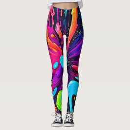 Neon Paint Burst Art Leggings