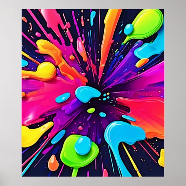 Neon Paint Burst Art Poster (Vorne)