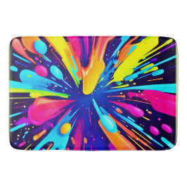 Neon Paint Explosion auf dunkler Leinwand Badematte