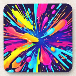 Neon Paint Explosion auf dunkler Leinwand Getränkeuntersetzer
