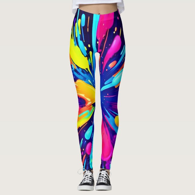 Neon Paint Explosion auf dunkler Leinwand Leggings (Vorderseite)