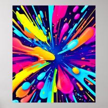 Neon Paint Explosion auf dunkler Leinwand