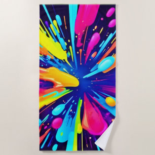 Neon Paint Explosion auf dunkler Leinwand Strandtuch