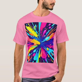Neon Paint Explosion auf dunkler Leinwand T-Shirt